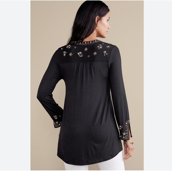 Soft Surroundings Fiesta Tunic Black Floral Embroidered Size 1X - Picture 7 of 10